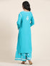 Noor Chikankari CO-ORD Set In Rayon for Women In Blue Turquoise